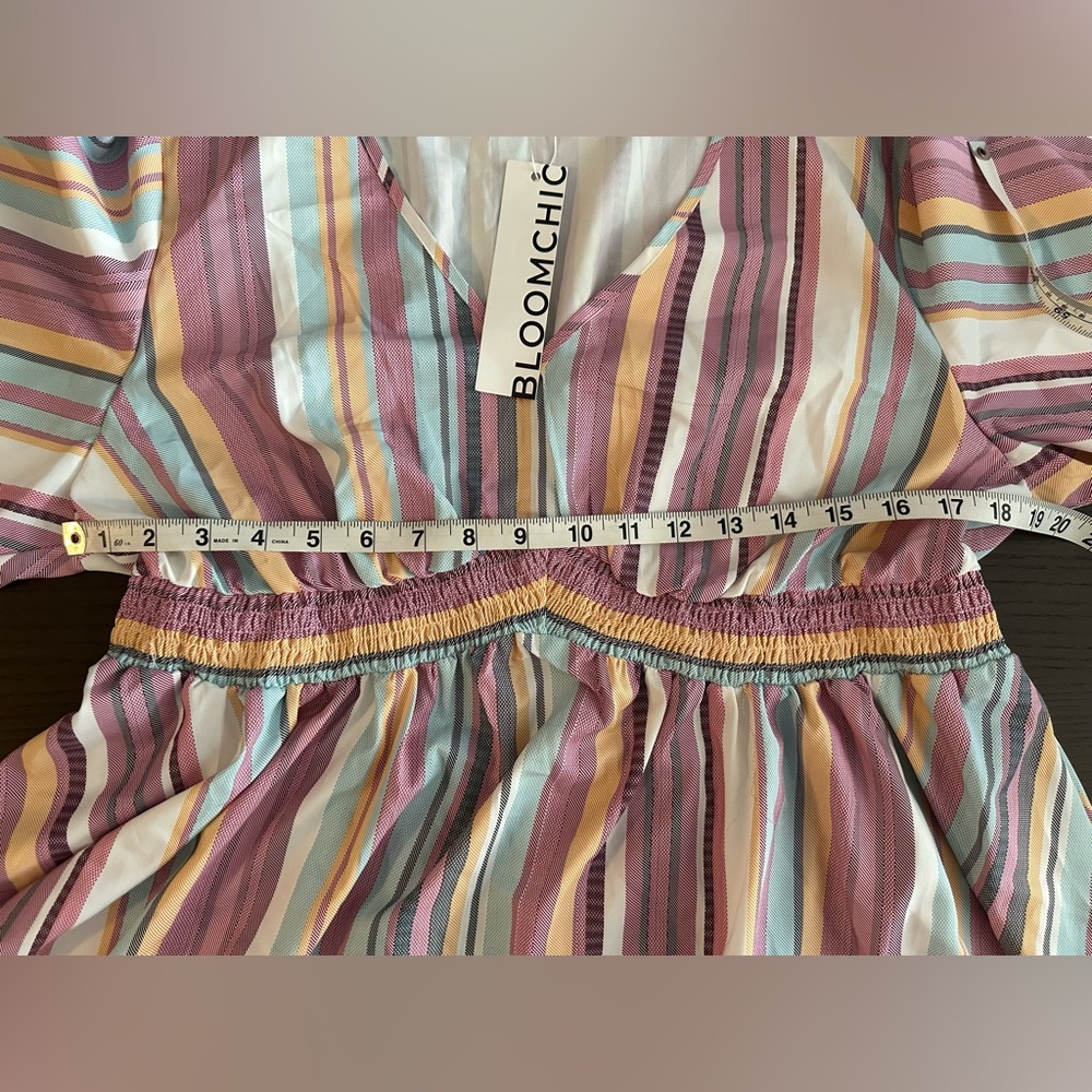 BloomChic Striped V-Neck Blouse - Picture 7 of 12